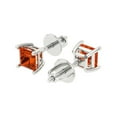 thumbnail image 2 of 1 ct Screw-Back Stud Earrings for Women | 4.5mm Princess Cut Simulated Red Diamond | 18K White Gold, 2 of 5