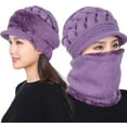thumbnail image 2 of Viworld Fleece Lined Womens Beanie Hat, Winter Hat Scarf Mask Set,Women's Winter Hat, Middle-Aged and Old Warm Earmuff hat, 2 of 6