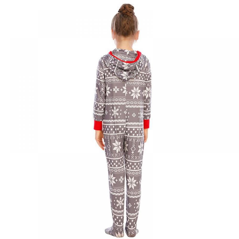 GYRATEDREAM Christmas Family Matching Pajamas Hooded Zipper Onesies Long Sleeve Couple One Piece Sleepwear with Pockets
