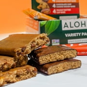 ALOHA Plant Based Protein Bars, 3 Flavor Variety Pack, 14g Protein (Pack of 12)
