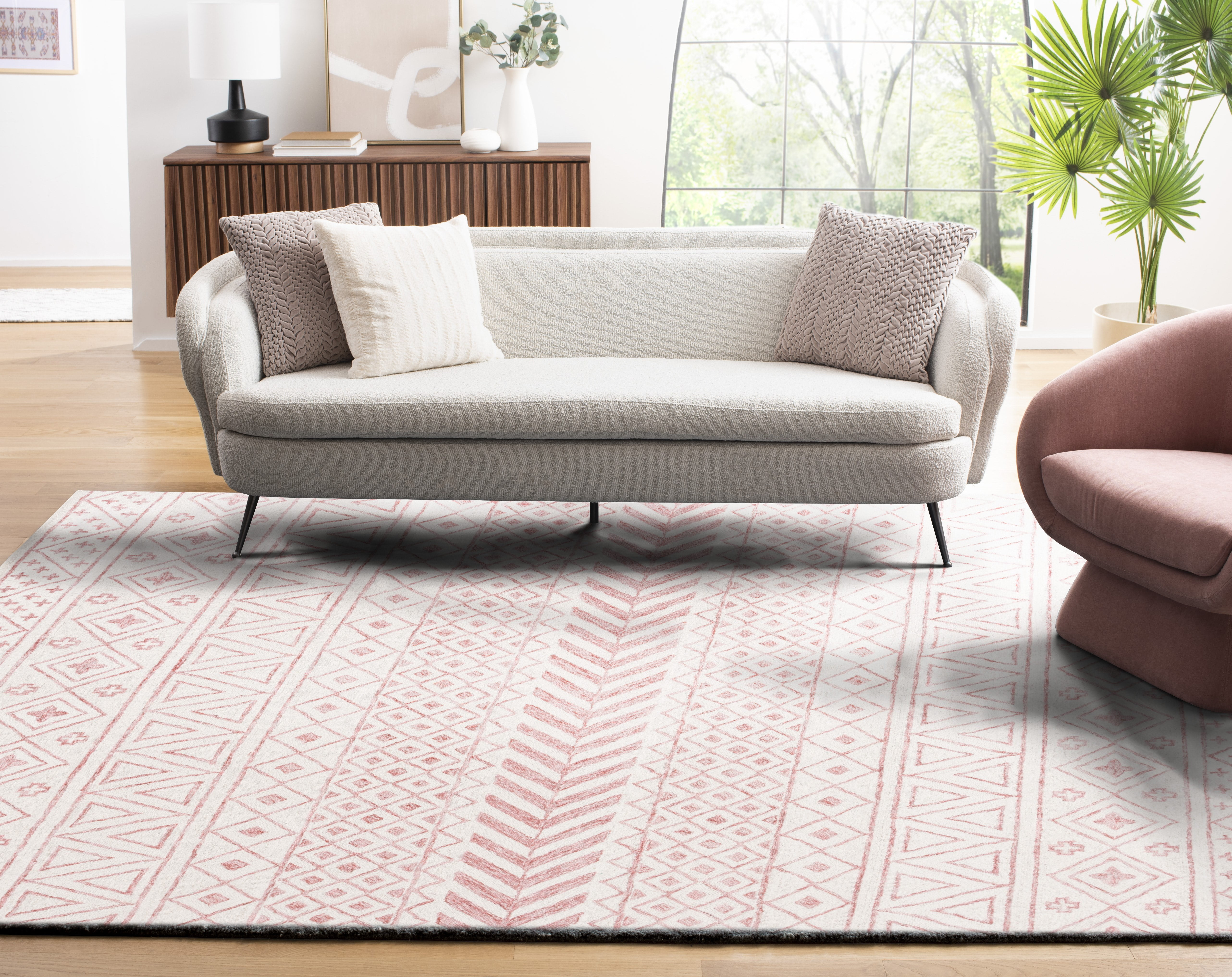 SAFAVIEH Metro Beaumont Southwestern Area Rug, Ivory/Pink, 4' x 6'