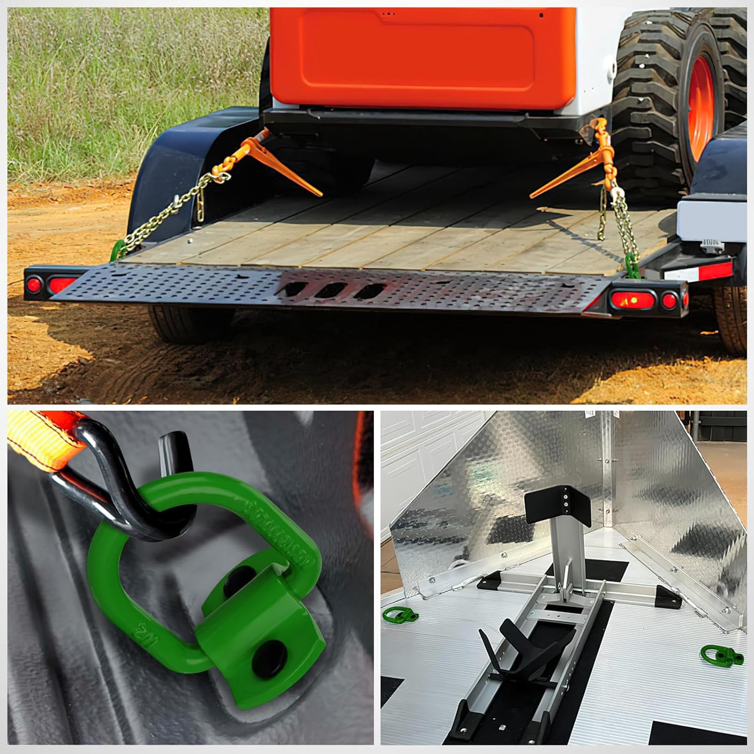 Nilight 4 Pcs D Ring Tie Down Anchor 1/2" Heavy Duty Tie Down Rings with Screws Bolts on Trailer Truck Bed Cargo 12000 Lbs Break Strength Tie Down Anchors Hook Green