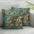 thumbnail image 3 of Western Country Cowboy Brown Beige Teal Turquoise Fashion Pattern Pillow Covers Decorative Throw Pillowcase 18x18 Inch Square Couch Cushion Cover for Home Decor Sofa Living Room Bed Car Sofa, 3 of 5