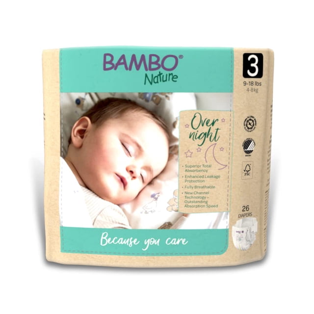 Pañales para Bebé Bambo Nature Talla 3 Para Toda la Noche, 104 Unidades