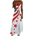 thumbnail image 2 of CFLVAEK Plus Size 4th July Dress Women Stars and Stripes Print Cami Maxi Dress Loose Fit Sleeveless V Neck Sundress Independence Day Vacation Dress XXXL, 2 of 5