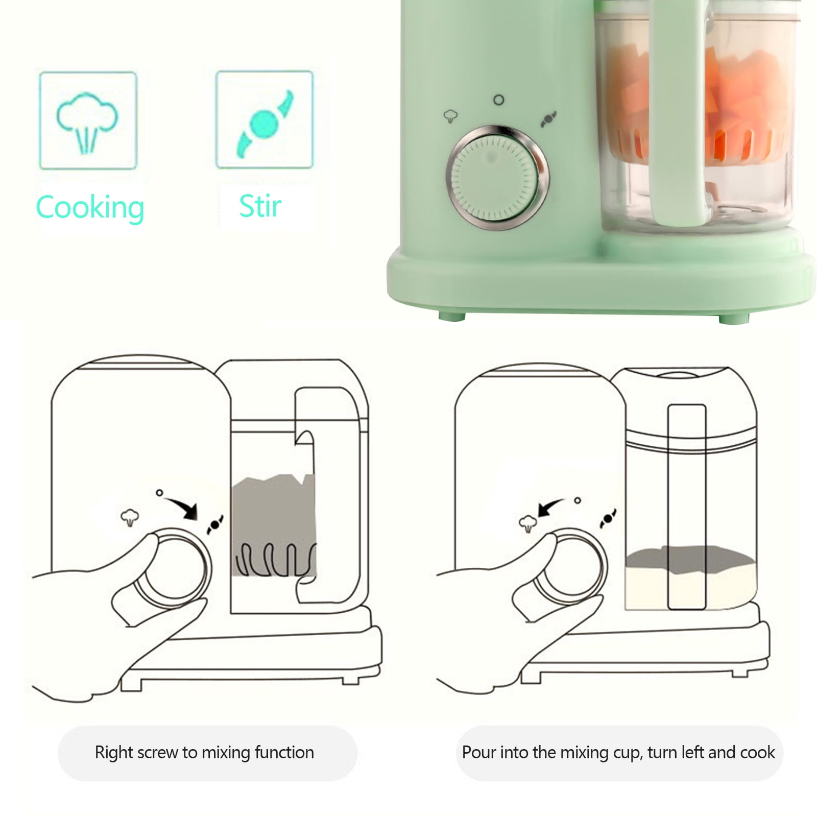 Oavqhlg3b Baby Food Maker, Puree Food Processor,Steam Cook and Mixer, Warmer Machine , All-in-One Auto Cooking, Auto Cooking & Grinding, Size: One