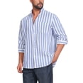 thumbnail image 4 of INSPIRE CHIC Inspired Men's Stand Collar Long Sleeve Button Down Striped Dress Shirts with Chest Pocket XL Light Blue, 4 of 4