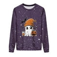thumbnail image 4 of DOSUKRAI Sweatshirt Halloween for Women Spooky Season Funny Long Sleeve Graphic Crewneck Pullover Tops Cute Ghost Sweater Purple,XL, 4 of 9