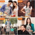 thumbnail image 4 of Pioneer Flower Floral Print Pattern Apron for Women and Men, Cotton Linen Waterproof with Pockets, Adjustable, 33x27 Inch for Kitchen, Gardening, BBQ, Salon, 4 of 6