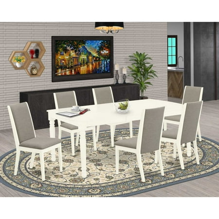 East West Furniture Dining Room Set Linen White DOLA7-LWH-06 East West Furniture Dining Room Set Linen White DOLA7-LWH-06