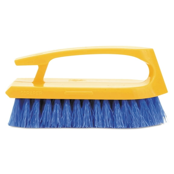 Rubbermaid Commercial Long Handle Scrub Brush 6" Brush Yellow Plastic Handle/Blue Bristles 6482COB