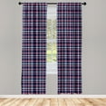 thumbnail image 3 of Ambesonne Checkered Curtains, Retro Plaid Mosaic, Pair of 28"x95", Dark Coral Pale Blue, 3 of 5