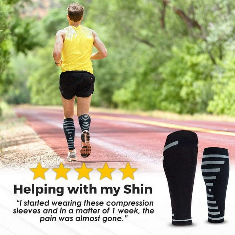 Calf Compression Sleeve (Pair) – Supreme Calf Cramp & Shin Splint Sleeves  for Men & Women – Leg Compression Socks 20-30 mmHg – Great Medium (1 Pair)