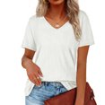 thumbnail image 5 of USSUMA Womens Plus Savings Tops and T-Shirts - Short Sleeve Tops for Women Casual V Neck Tops Short Puff Sleeve Solid Color Pullover Blouse Loose Casual Summer T-shirt 2022 Beach, 5 of 8