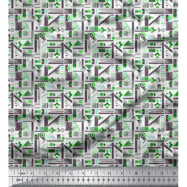 Soimoi Georgette Viscose Fabric Abstract Geometric Print Sewing Fabric Yard 42 Inch Wide