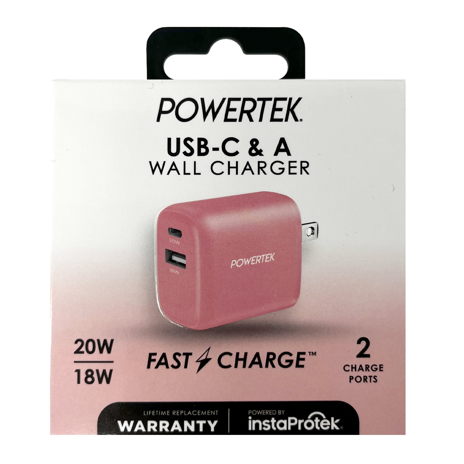 Liquipel Powertek Premium Braided 20W A/C Combo Charger - Pink