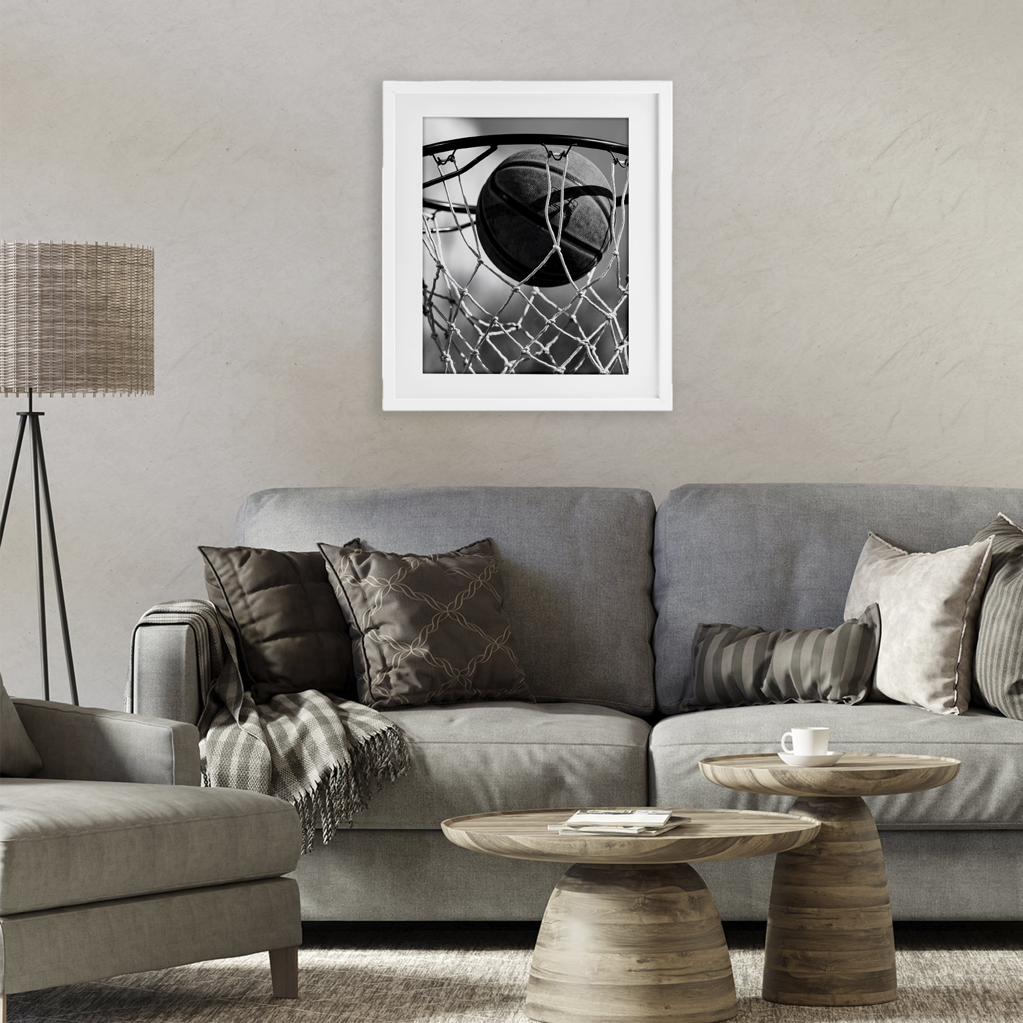 Stupell Industries Winning Basket Shot White Framed Print Under Glass, design by Marcus Prime
