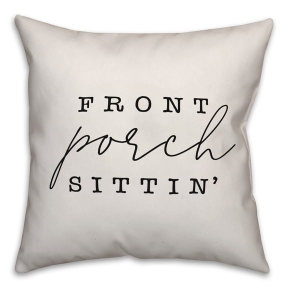 Creative Products Front Porch Sittin' White and Black 16x16 Indoor / Outdoor Pillow