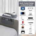 thumbnail image 5 of Couch Cup Holder Tray, Silicone Sofa Armrest organizer with Assesory Side Pockets for storage Remotes, Cell-phone,Tablet or Snack, Anti-Spill and Anti-Slip Couch Drink Holder Caddy(Gray), 5 of 6