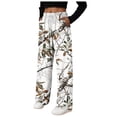 thumbnail image 4 of zaveiop Camo Pants Women Baggy Fleece Y2K Camouflage Cargo Pants High Waisted Wide Leg Drawstring Jogger Sweatpants (White, L), 4 of 9