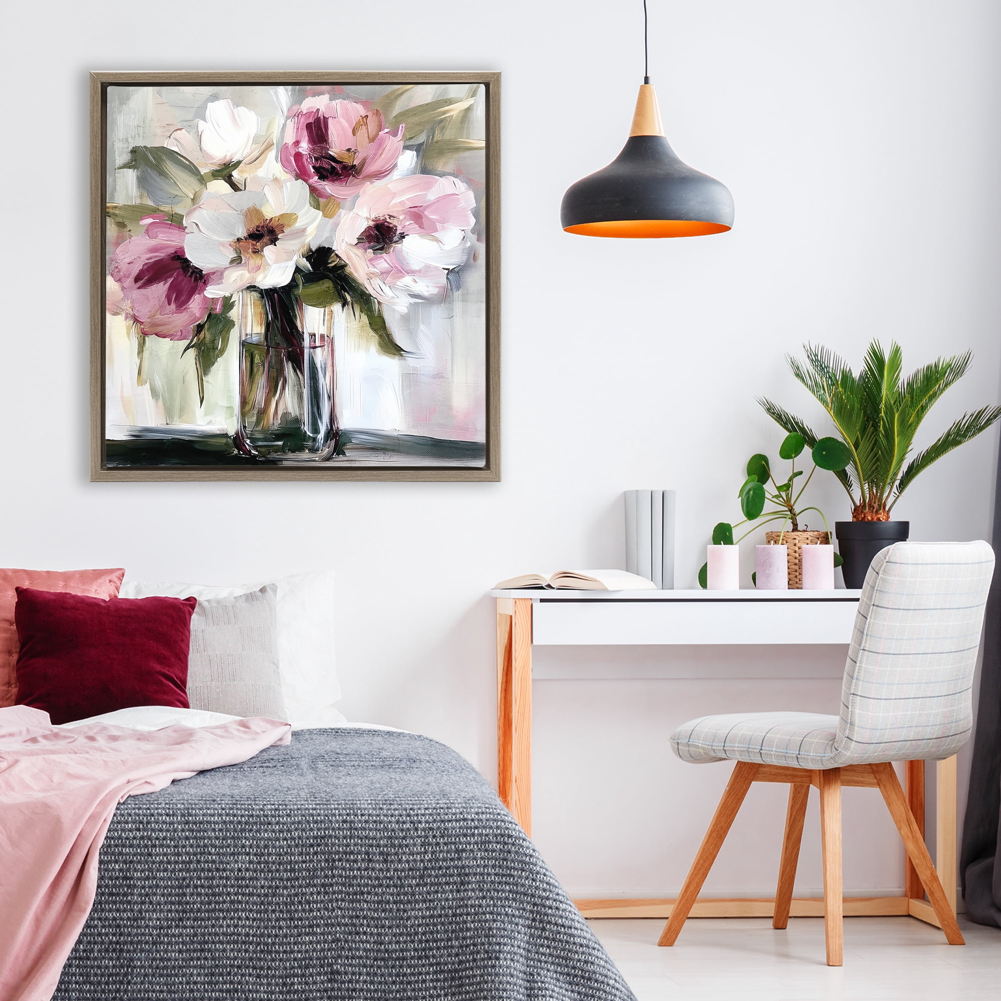 Stupell Industries Resonance Flower Vase Brown Framed Floater Canvas Wall Art, design by Annabelle Hall