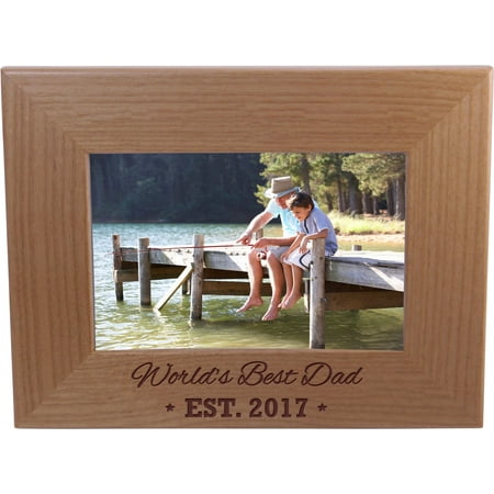 World's Best Dad EST. 2017 4-inch x 6-Inch Wood Picture (World's Best Dad Photos)