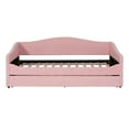 thumbnail image 3 of Imerelez Teddy Fleece Twin Size Upholstered Daybed with Light and Trundle - Pink, 3 of 7