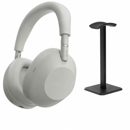 Sony WH-1000XM6 Wireless Noise Canceling Closed Back Over-Ear Headphones, Platinum Silver + Stand