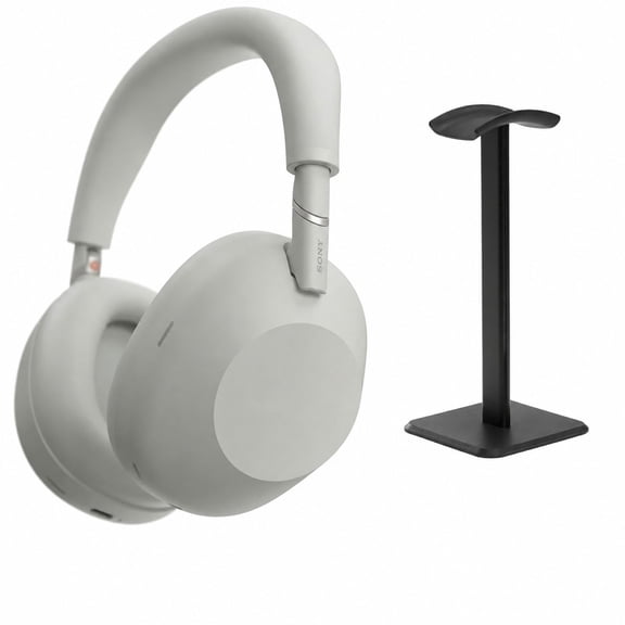 Sony WH-1000XM6 Wireless Noise Canceling Closed Back Over-Ear Headphones, Platinum Silver Stand