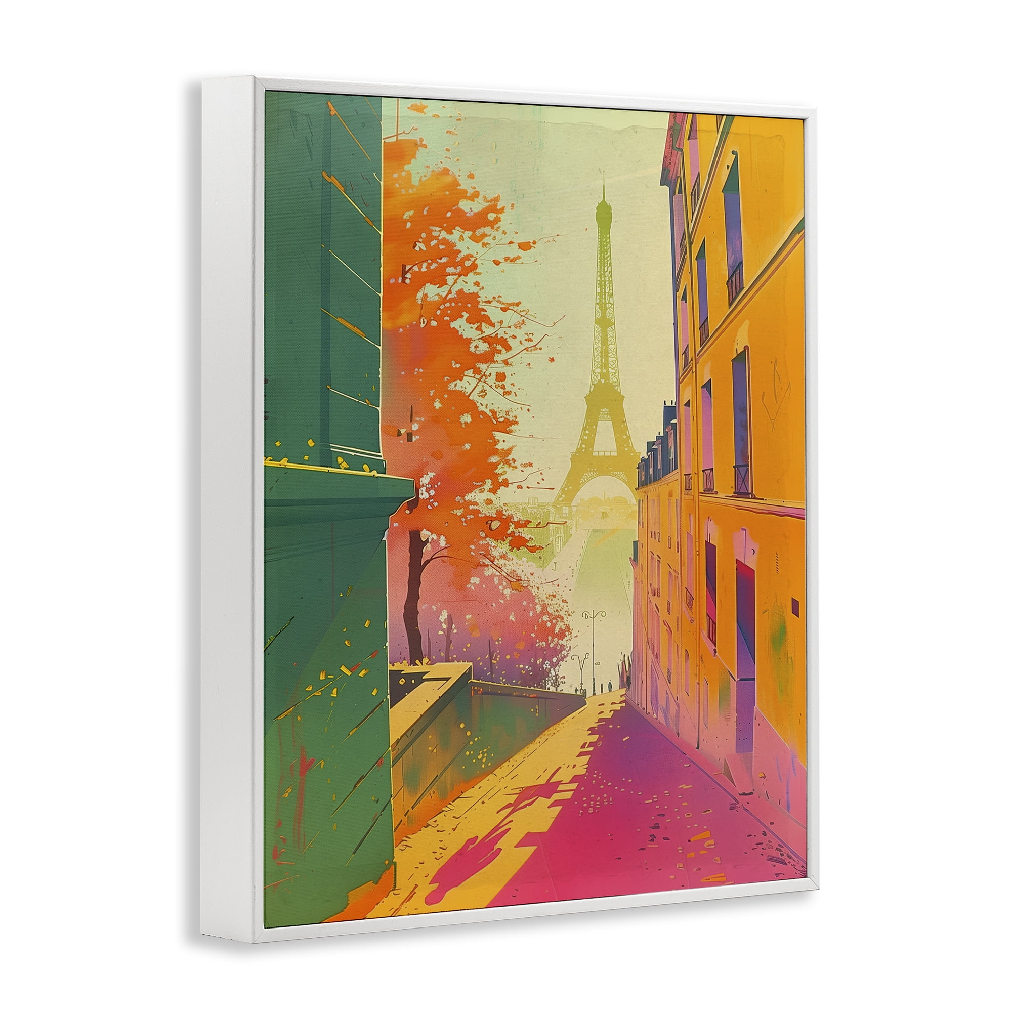 Stupell Industries Abstract Paris View Town & City Painting White Framed Art Print Wall Art, 11 x 14