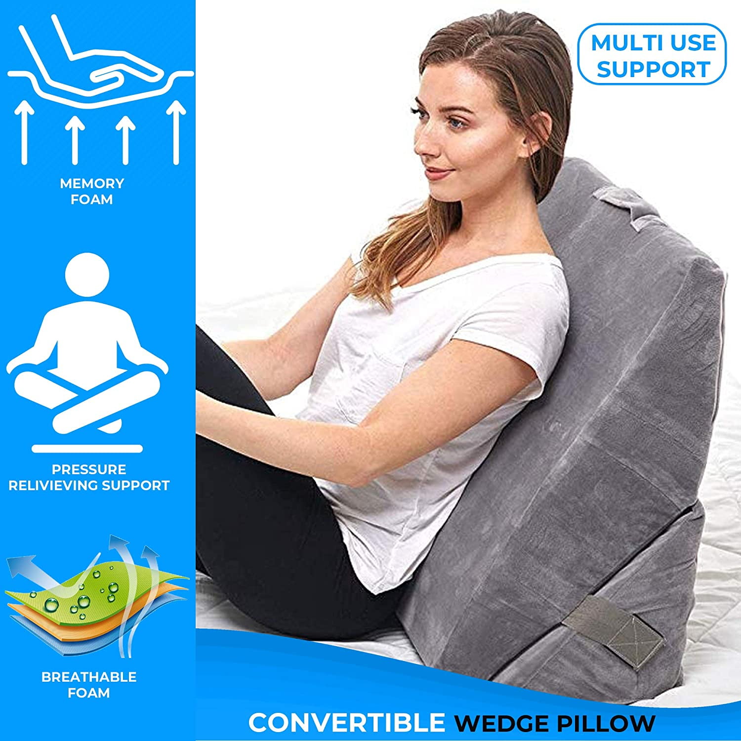 Lumbar Back Support Pillow – Memory Foam, Removable Breathable Soft Velvet  Cover, Zipper – Back Pain Relief, Hip Wrapping, Sleep Position Adjustment –  Includes Non-Woven Storage Bag — Silverlake Clinic