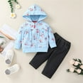 thumbnail image 2 of Vedolay Two Piece Sets for Boy Toddler Baby Girl Boy 2pcs Print Outfits Clothes Top Pants Sets,Blue 6-9 Months, 2 of 3
