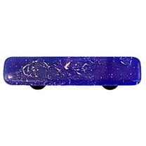 Hot Knobs HK4001-PB Metallic Fractures Cobalt Blue Rectangle Glass Cabinet Pull - Black Post