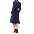 thumbnail image 3 of VESTIDOS V DE CUELLO INSPIRADORES CHIC PARA MUJERES, CON MANGAS PUFF PLISADAS, ELEGANTE Y CASUAL, MIDI, TAMAÑO M, AZUL OSCURO, 3 of 6