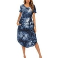 thumbnail image 1 of Pisexur Robe à Manches Courtes Col en V Mode Femmes Été Manches Courtes Sexy Décontractée Robe Col en V Smoking Confort Fraîcheur Ample Ameublement Maison Robe Femmes, 1 of 4