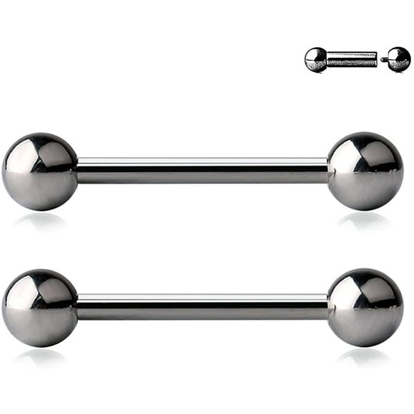 Ruifan Stainless Steel Internally Threaded Tongue Nipple Shield Barbell Ring Bar Body Piercing Retainer 14G