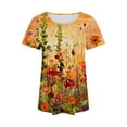 thumbnail image 5 of jtjvou Women's Going out Tops for Teen Floral Shirts Short Sleeve Tees Lady Round Neck Tees Casual Loose Trendy Fashion Summer Multicolor,XXL, 5 of 5