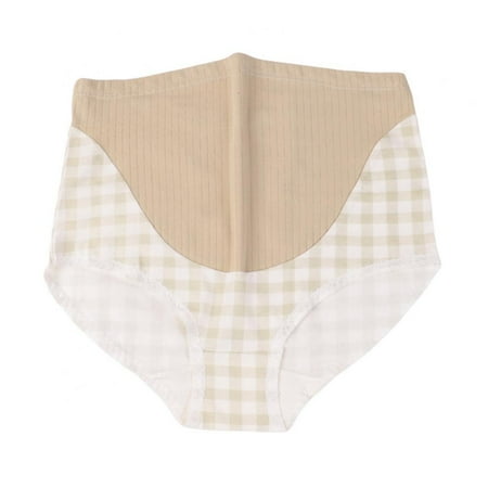 

Ribbed Maternity Panties High Waist Panties for Pregnant Adjustable Plaid Underwear Pregnancy Briefs