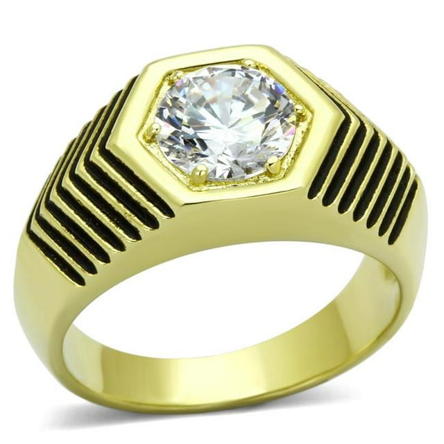 Alamode TK1076-8 Anneau en Acier Inoxydable IP IP pour Homme avec AAA Grade CZ en Transparent - Taille 8