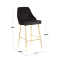 thumbnail image 5 of Contemporary Home Living Set of 2 Velvet Silver and Gold Upholstered Counter Stool, 36.50”, 5 of 5