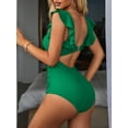 thumbnail image 6 of Charmo Ruffled One Piece Swimsuit for Women High Cut Bathing Suits Backless Monokini Swimwear, 6 of 7