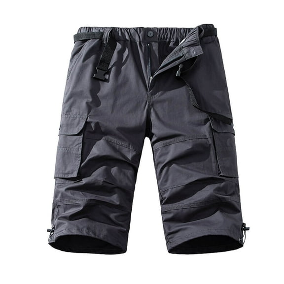 heyac Men Cargo Shorts Casual Elastic Waist Cotton Cotton Hiking Shorts Baggy Streetwear Trousers Regular Fit Outdoor Trousers with Multi Pockets