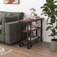 thumbnail image 2 of Barara King Nightstand,Coffee Side Table,360° Rotating Sofa Side Table with Storage Shelves and Wheels-Rustic Brown, 2 of 10