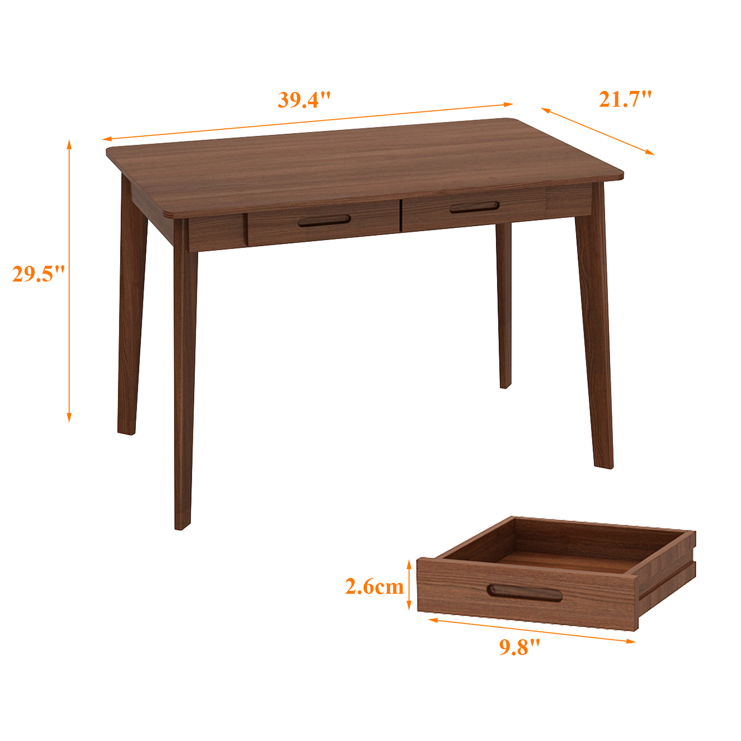 KULAGAGA Adult Desks, Single Piece with Manual, 39.4" x 21.7", Walnut, 1 Count