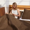 thumbnail image 3 of Whale Flotilla Twin Quilt Set, Soft and Lightweight Bedspreads Coverlet with Striped Pattern, Reversible Bedding Sets with Pillow Shams, 68x88 Inches, Brown, 3 of 8