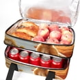 thumbnail image 5 of Kangaroo Double Layered Insulated Lunch Bag with Two Compartments for Cold and Hot Food Storage - Large Capacity Refrigerated Meal Bag for Hand Carry - 7.1x11.4x16.1 inches, 5 of 6