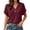 Wine, variant on cocolona Summer Womens Button Down Tops V Neck Short Sleeve Loose Shirts Dressy Casual Solid Color Blouses