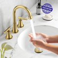 thumbnail image 3 of Grifos de baño Hurran de oro cepillado para lavabo con 3 orificios, paquete de 2, 3 of 9