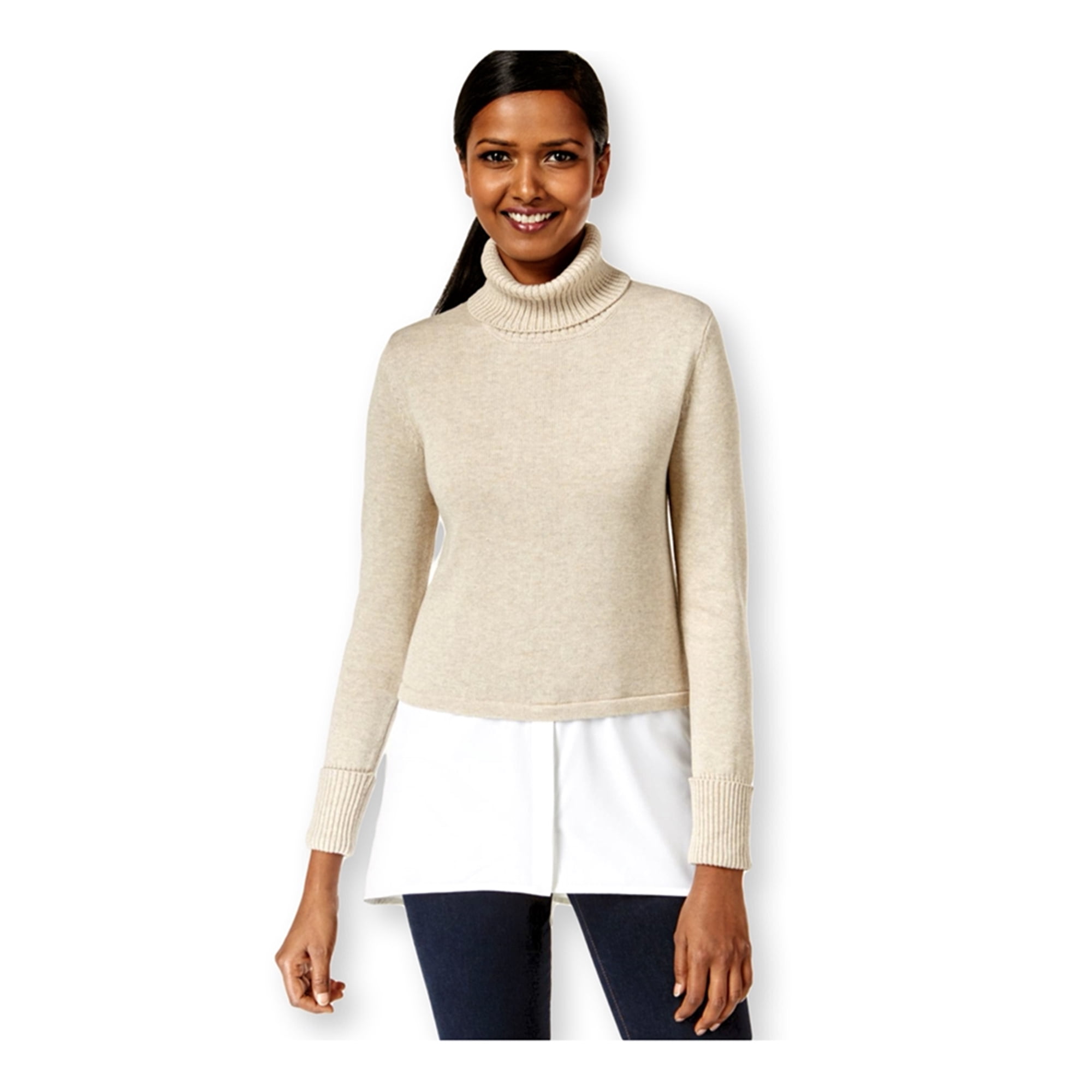 Turtleneck Pullover Sweater, Brown 