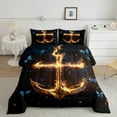 thumbnail image 2 of Nautical Anchor Twin Comforter Set,Fire Sailboat Navy Lightweight Bed Set,Golden Blue Butterfly Breathable Down Comforter For Bedroom,Ocean Theme Cozy Duvet Set, 2 of 7